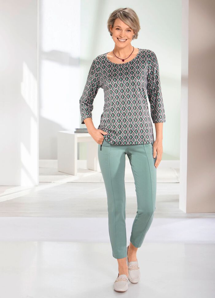 Skjorta med heltäckande tryck i 2 färger SALVIA-BRUN-BEIGE