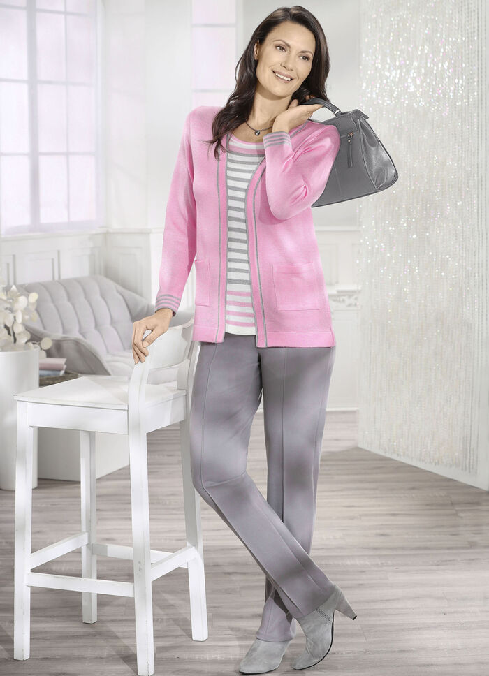 Tröja i twinset-look ROSÉ-GRÅ-VIT