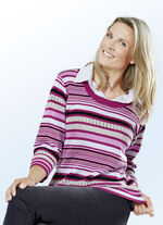 Bluströja i 2 färger med randig design FUCHSIA-MULTIFÄRG
