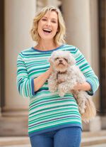 Tr&ouml;ja med en blandning av m&ouml;nster i randig design JEANSBLAU-JADEGR&Uuml;N-MULTICOLOR