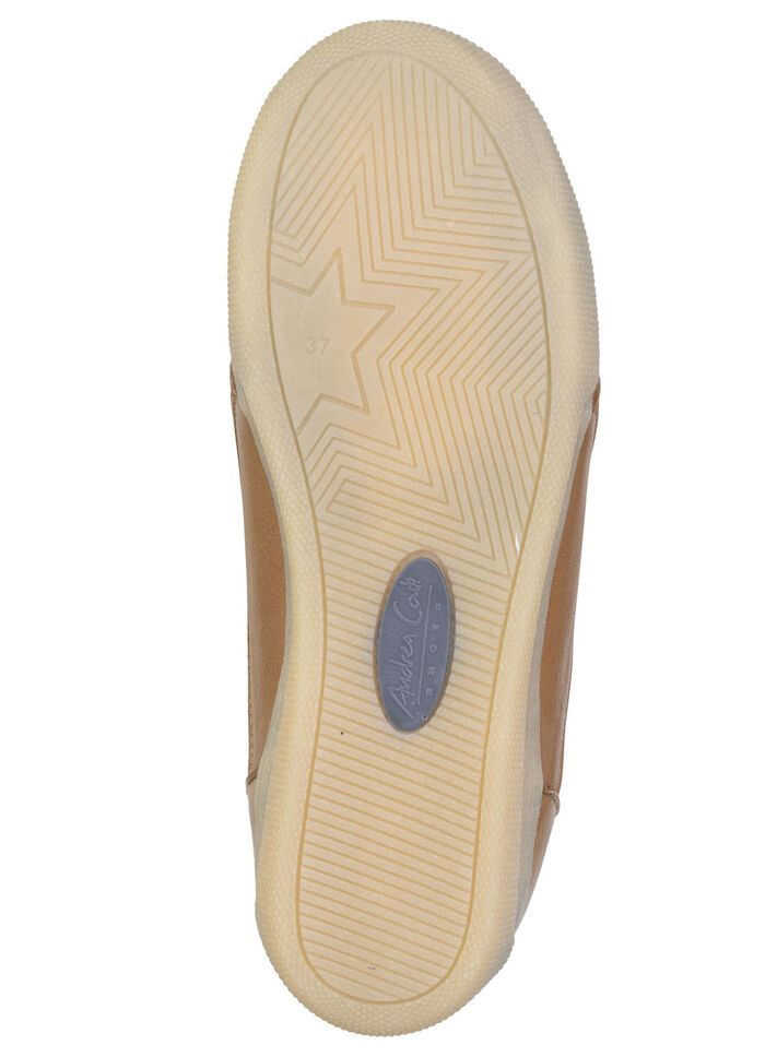 Andrea Conti, bekväma damsneakers, vidd G, med uttagbar fotbädd COGNAC