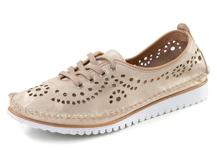 Andrea Conti, somriga damskor med sn&ouml;rning, vidd G, med uttagbar fotb&auml;dd MATTGOLD