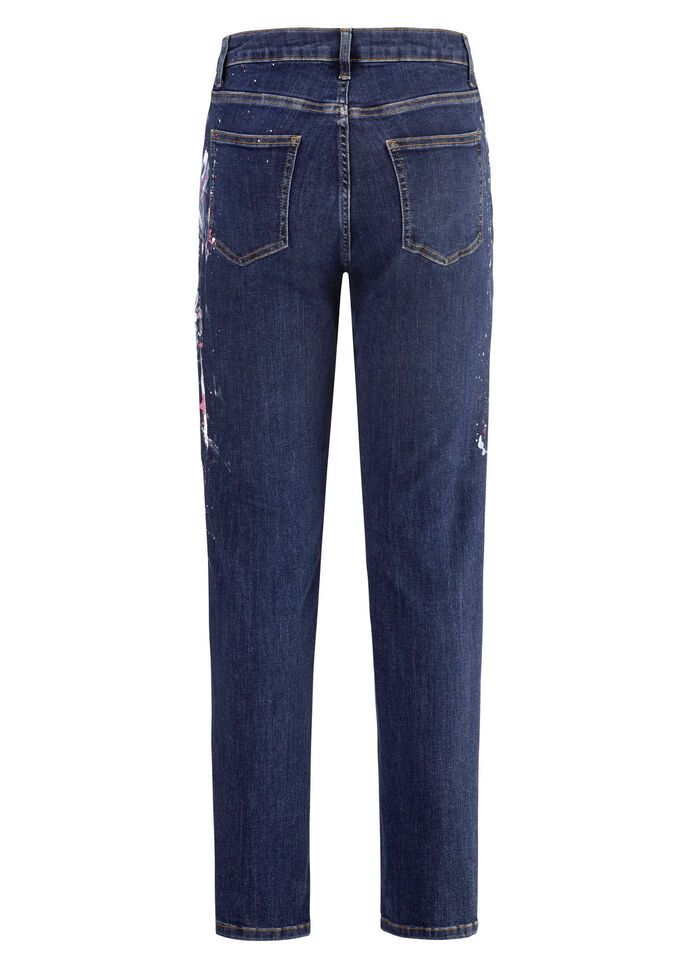 Jeans med handmålade blommotiv 