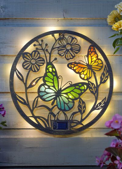 Solcellsdrevet v&auml;ggdekoration "Papillon" 