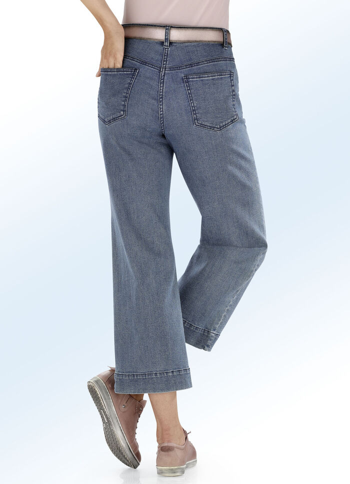 Jeans culottes i 5-ficksform JEANS BLÅ