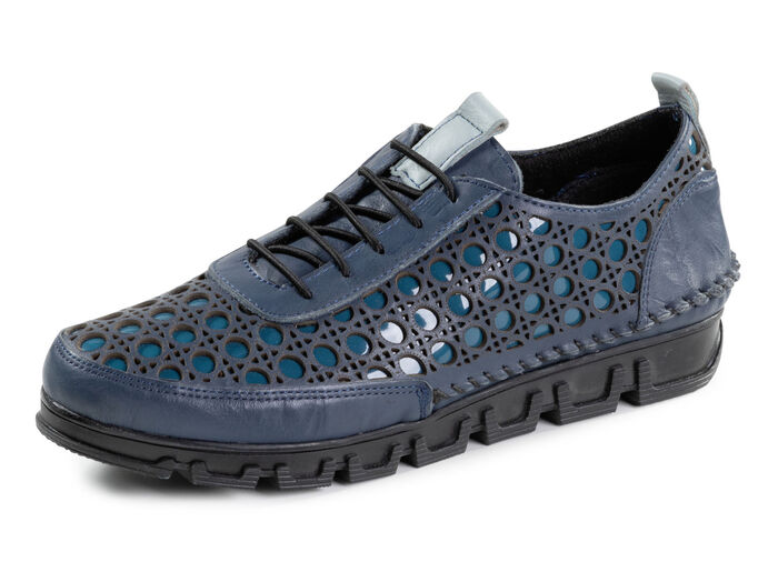 Gemini snörsko av perforerat nappaläder BLAU