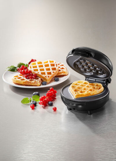 Minihjärta våffeljärn med non-stick beläggning, , large