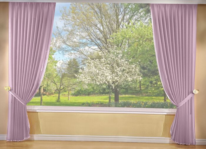 Gardinlängder med kantband i satin och multiband. VIOLETT