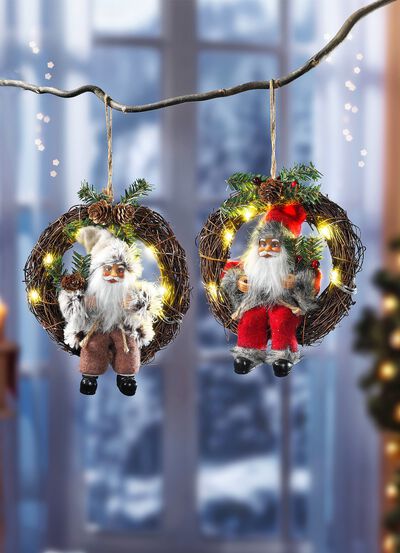 Jultomten i en krans, set om 2 