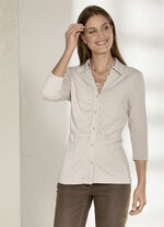 Raffinerad skjortblus med polokrage i 3 färger BEIGE