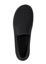 Tofflor tillverkade av luftigt, elastiskt textilmaterial SVART-VITT