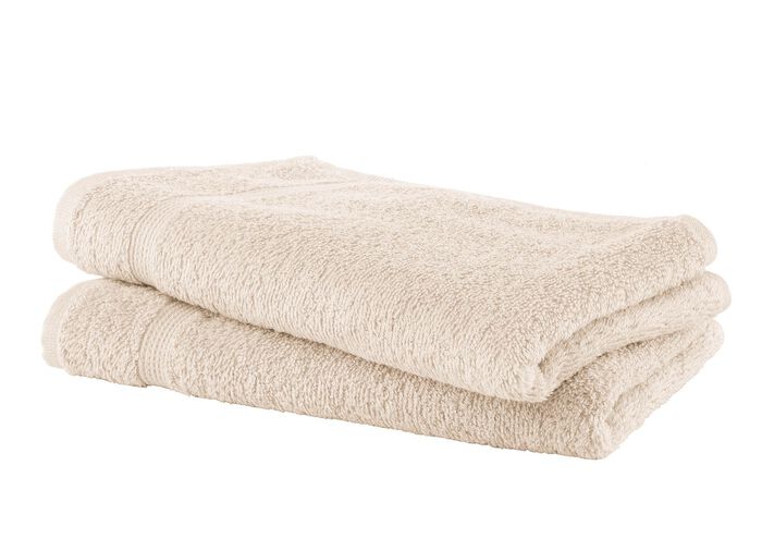 Mysig frott&eacute;serie med kant BEIGE