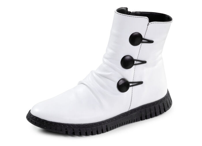 Gemini ankelboots med volanger och dekorativa knappar VIT
