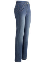 Jeans med en smart ficklösning JEANSBLÅ