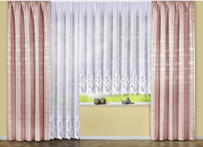 Blomsterf&ouml;nstergardin med universellt skenband 