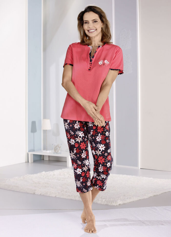 Tvåpack pyjamasar, korta och långa ärmar med knappslå, 