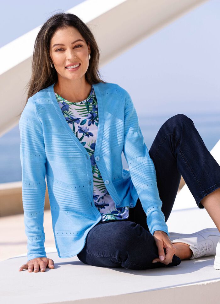 Cardigan i en mix av m&ouml;nster 