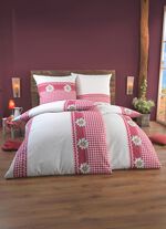 Dubbelsidigt tryckt s&auml;ngkl&auml;derset i lantlig stil 