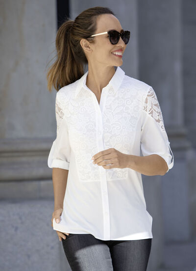 Blus med skjortkrage 