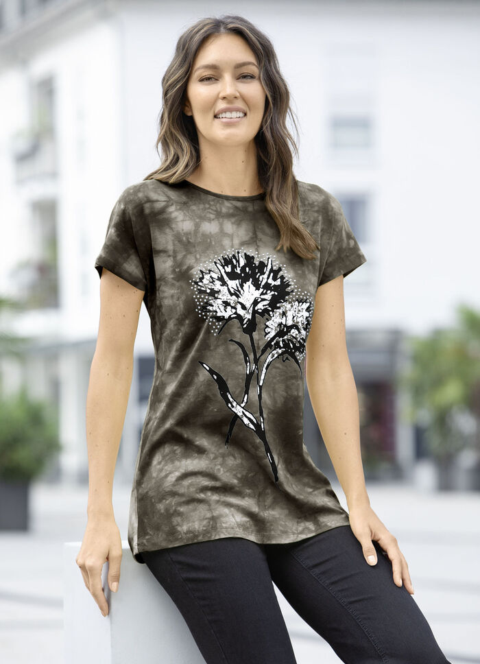 Skjorta i batiklook i 2 färger KHAKI BATIK