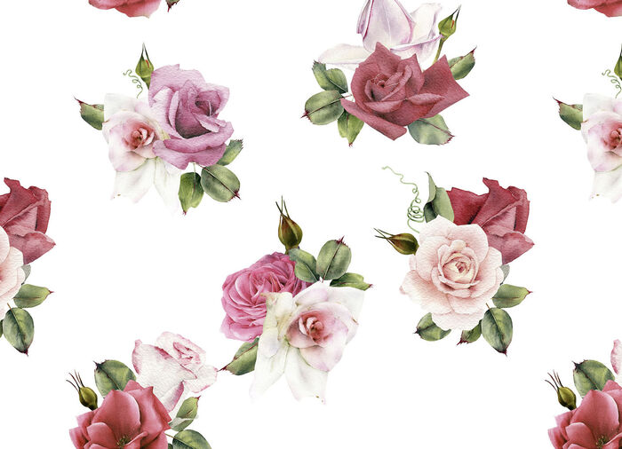 överkast med rosenmotiv FÄRGGLAD