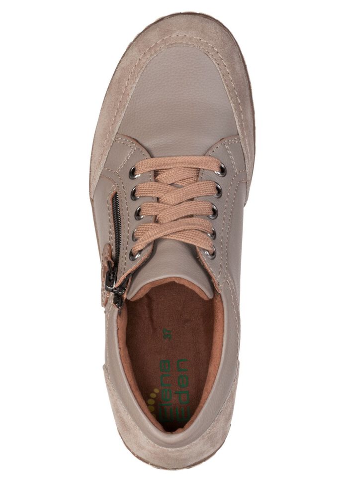 ELENA EDEN, bekv&auml;ma damskor med sn&ouml;rning, vidd G, med uttagbar fotb&auml;dd TAUPE