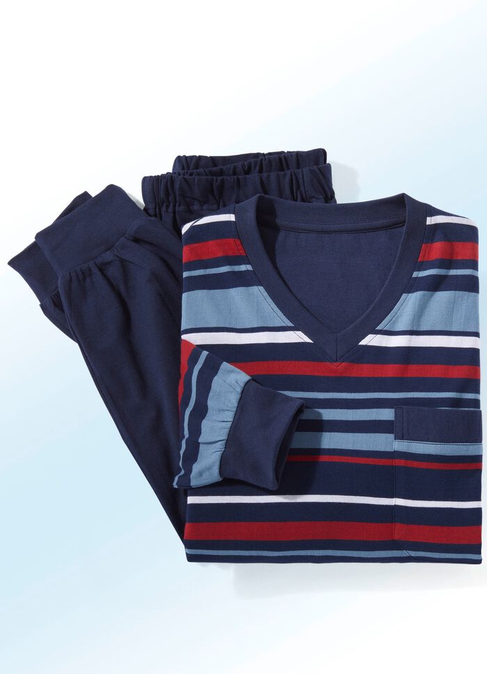 Tv&aring;pack pyjamas med V-ringning och muddar 