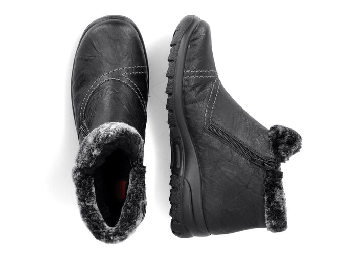 Rieker, fodrade damstövlar, vinterskor, med dragkedja SVART