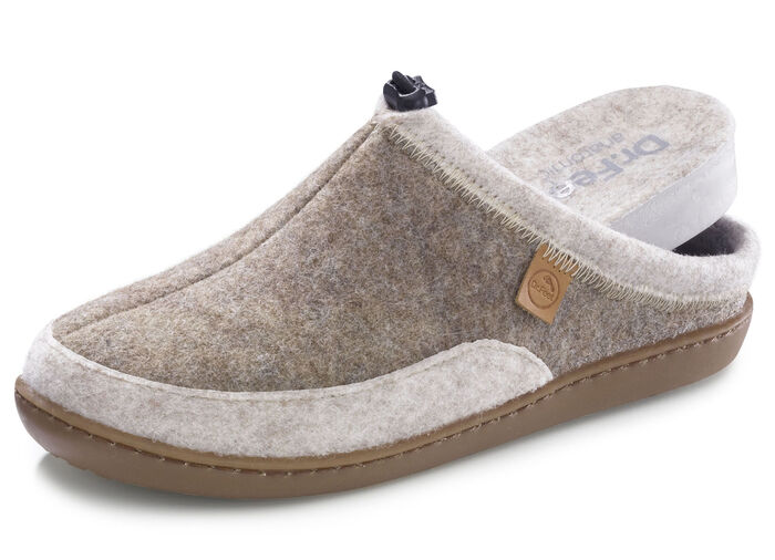 Laurina, klassiska damtofflor, bredd H, med uttagbar fotbädd TAUPE-BEIGE