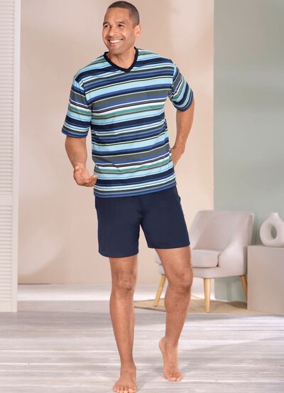 Shorty med V-ringning och sidfickor 