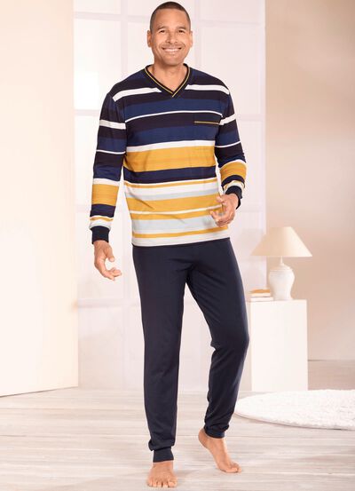 Pyjamas med V-ringning och muddar i kanterna 