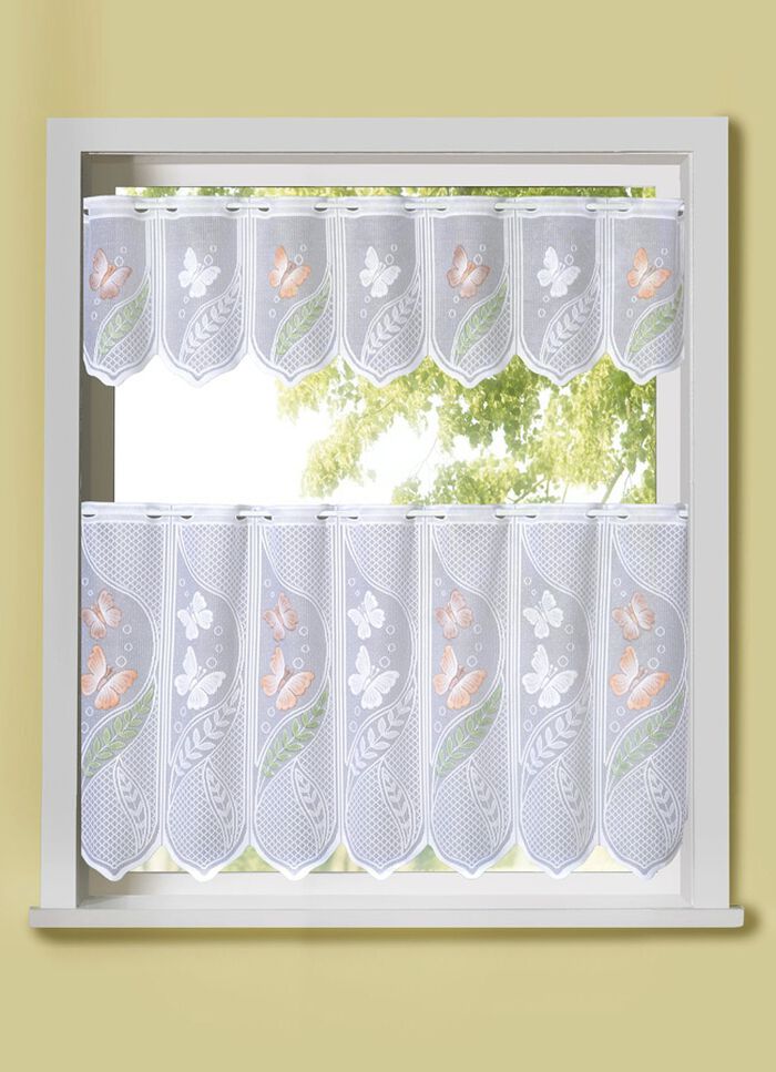 Jacquard kort persienn med fj&auml;rilsdesign 