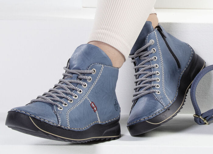 Rieker, sportiga damstövlar, vinterskor, med dragkedja JEANS BLÅ