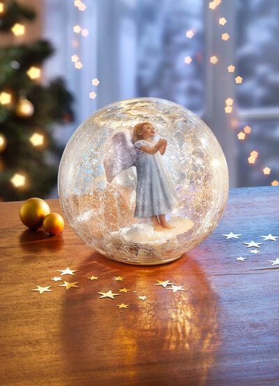 Glaskula med belysning 