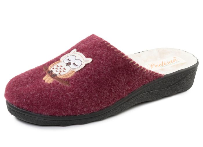 Fodrade damtofflor, med ny ull BORDEAUX