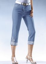 7/8 jeans med blommiga broderier, 