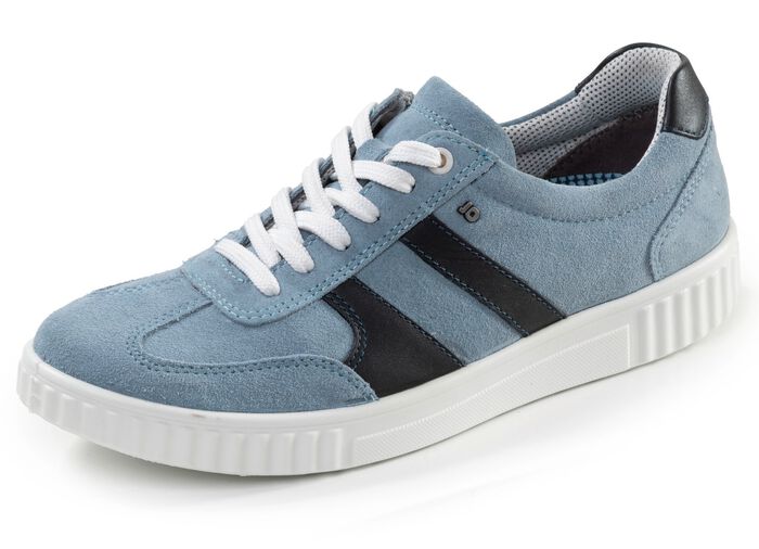 Sportiga damskor med sn&ouml;rning, bredd H, med uttagbar fotb&auml;dd BLAU