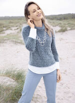 Tröja i 2-i-1-look DENIM-RÖKBLÅ-SVART-VIT