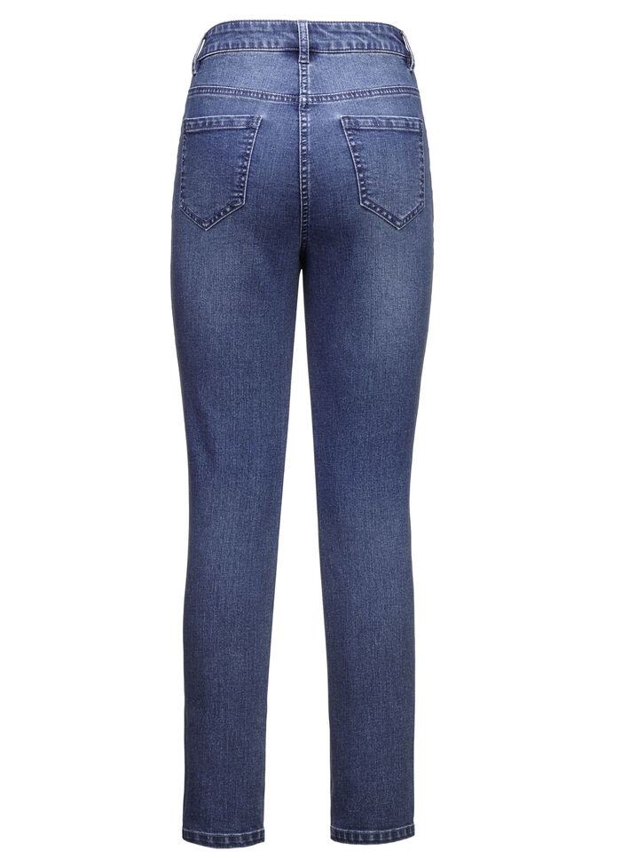 Jeans med blommiga öljetter och strass JEANS BLÅ