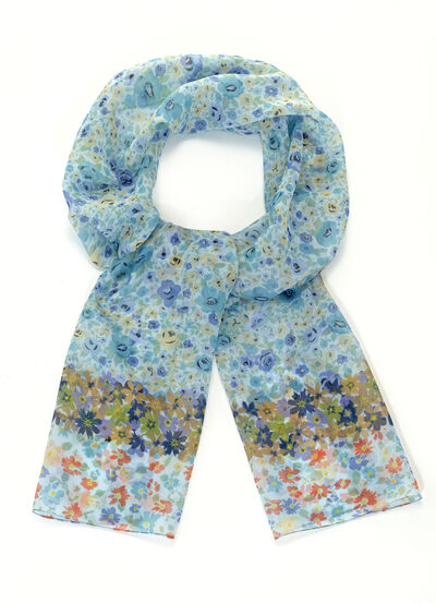 Halsduk med fantasiblommönster 