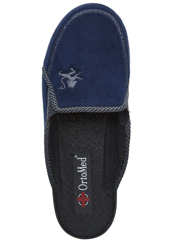 Tv&aring;pack, klassiska herrtofflor, bredd H, med res&aring;rband BL&Aring;+SVART