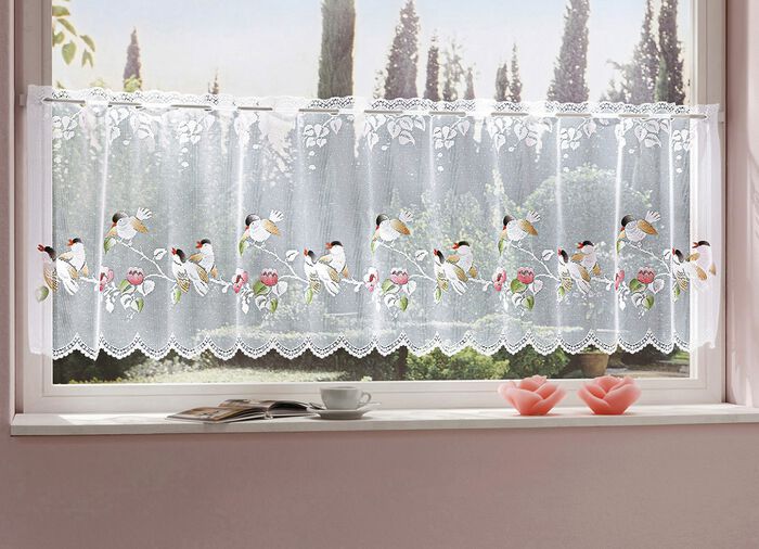 Romantisk fönster- och dörrdekoration med stavar VIT-FÄRGERIGT