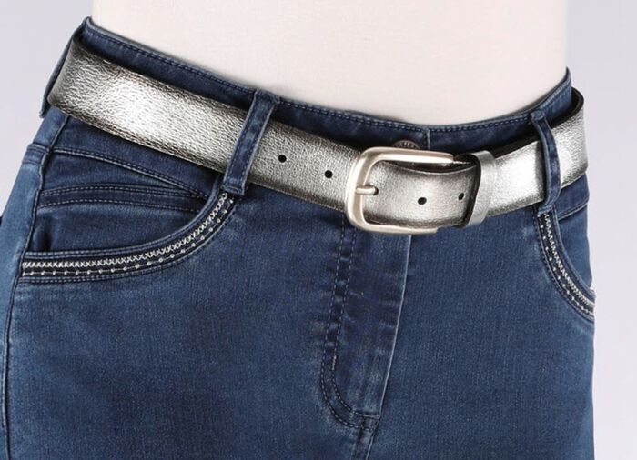 Trendigt l&auml;derb&auml;lte f&ouml;r damer, 3 cm brett ANTIK SILVER