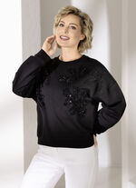 Sweatshirt med utsmyckad paljettdekoration, 