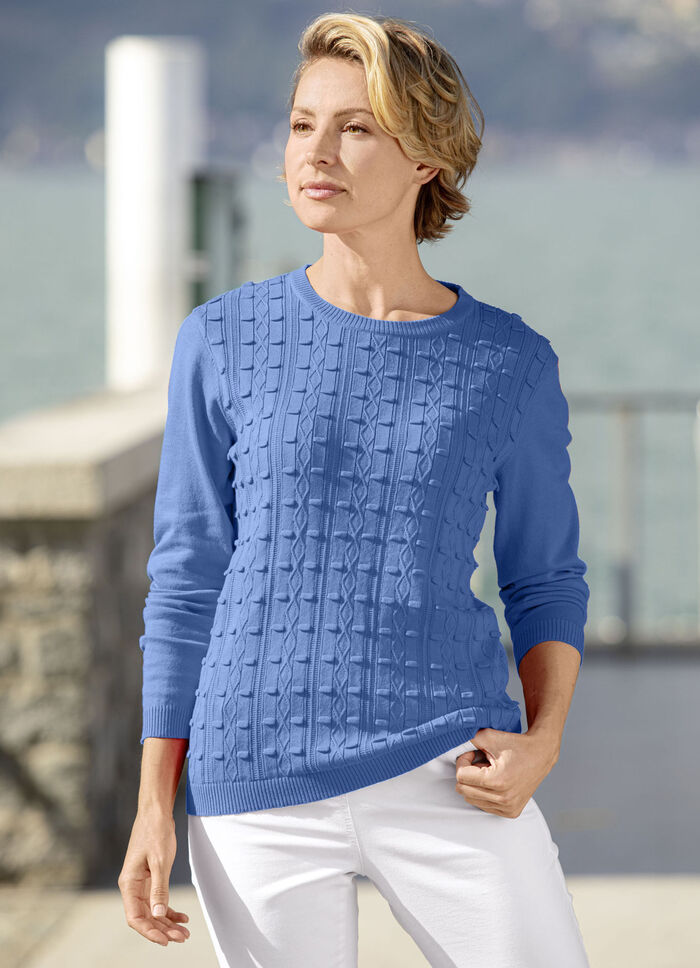 Tröja med stretchigt texturerat mönster JEANSBLAU