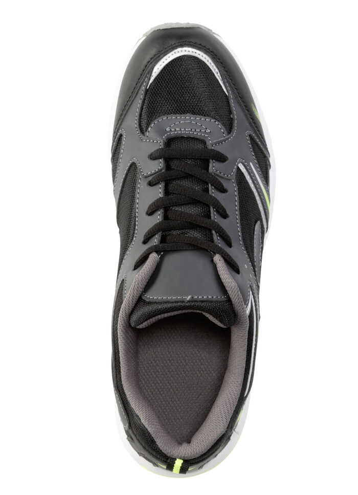 Sneakers med snörning av effektivt tryckt syntetmaterial SVART-GRÖN