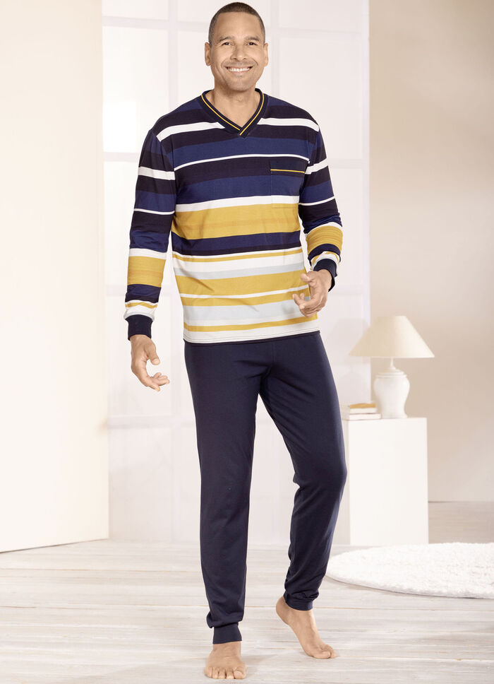 Pyjamas med V-ringning och muddar i kanterna 