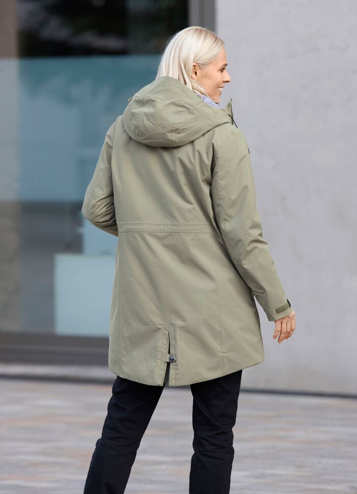 Kort kappa med fast huva 