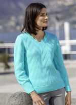 Pullover med dekorativ halsringning, 