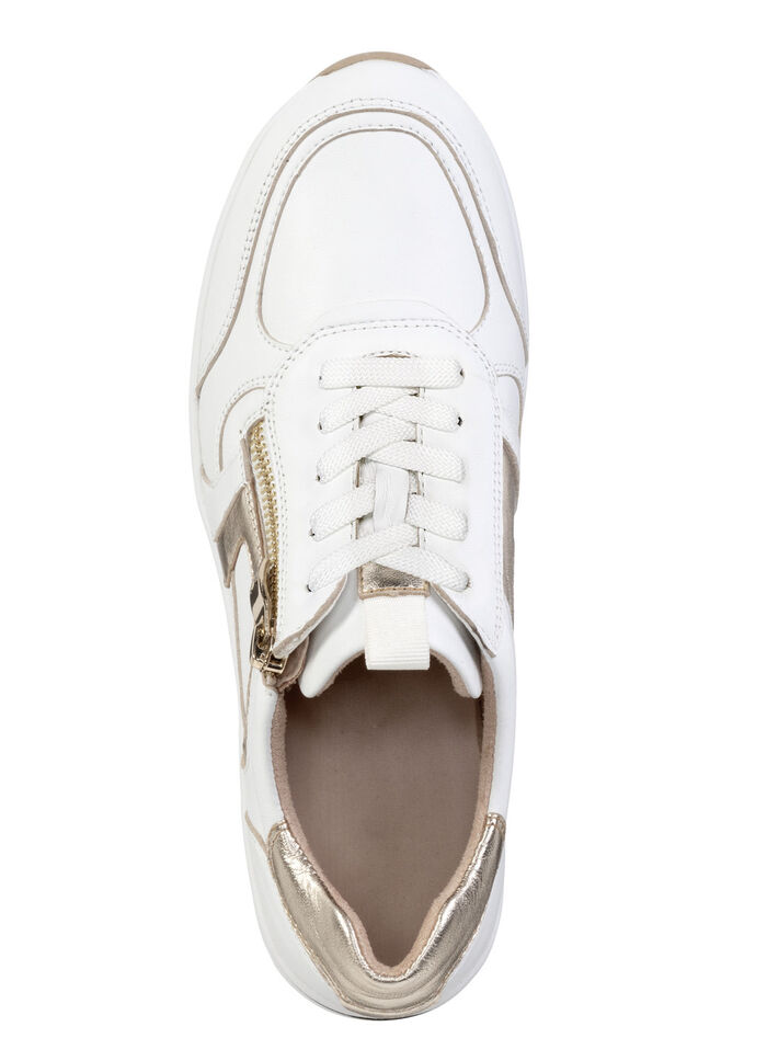 ELENA EDEN, snygga damsneakers, vidd H, med uttagbar fotbädd VITGULD